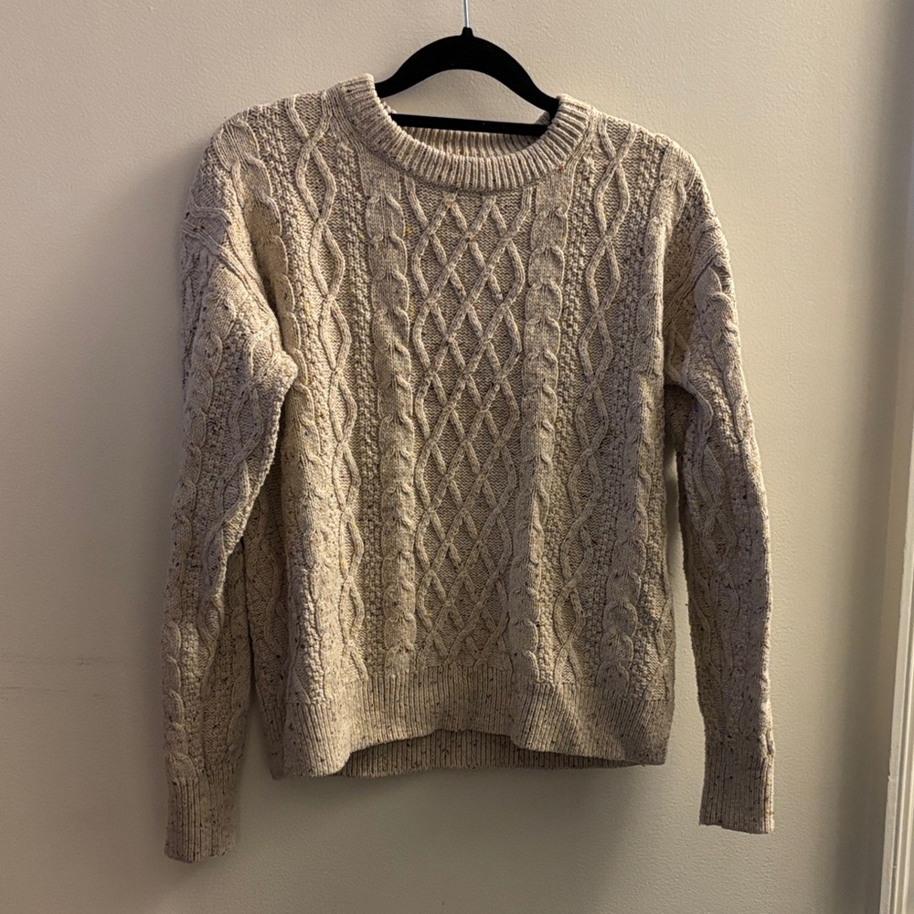 J. Crew Factory Textured Knit Sweater in Beige Speckled